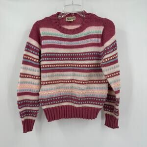 Stephanie J Womens Sweater Size L Fair‎ Isle Knit Made in Japan Vintage Chunky